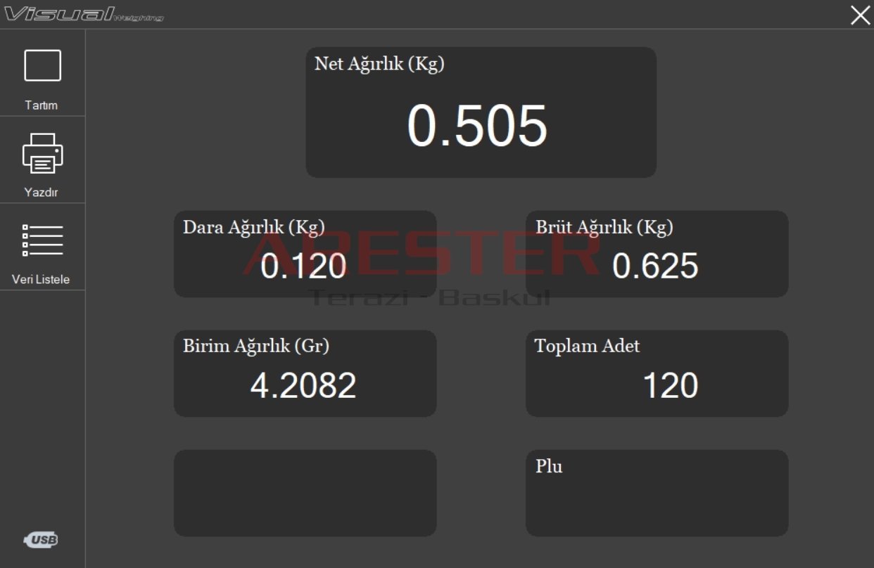Visual Weighing USB Bilgisayar Tartım Programı V4.1