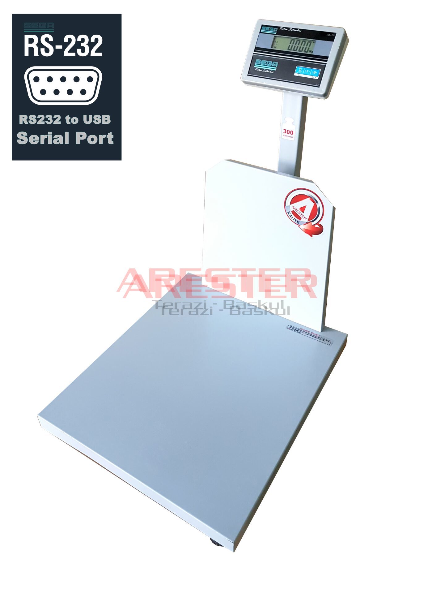 GK Seri LCD 60x70 cm 600 Kg - 100 Gr Elektronik Baskül RS232 - Serial Port Terazi Bilgisayar Bağlantısı