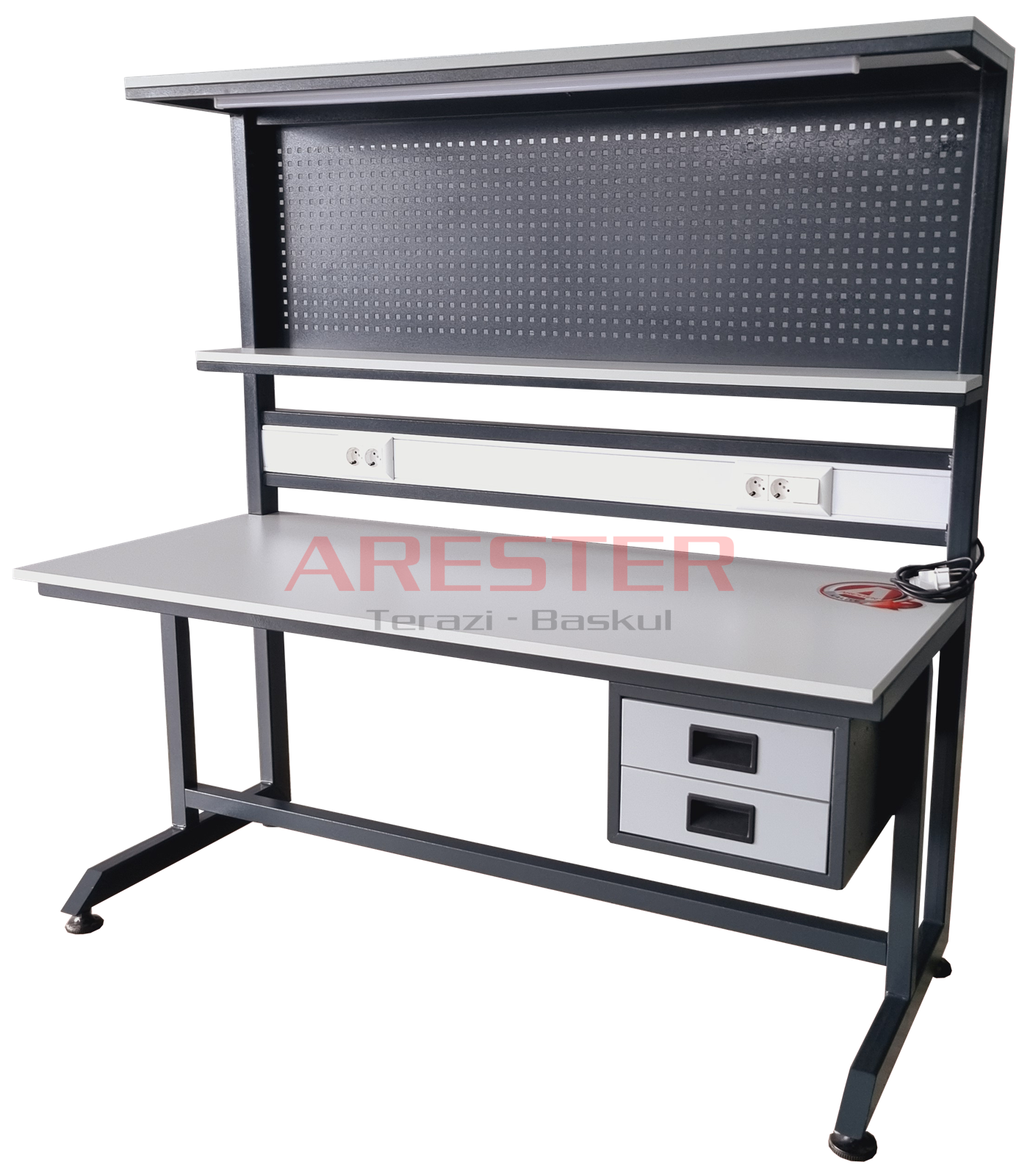 WorkLine Pro – 75x150cm Endüstriyel Raflı Teknik Servis Masası