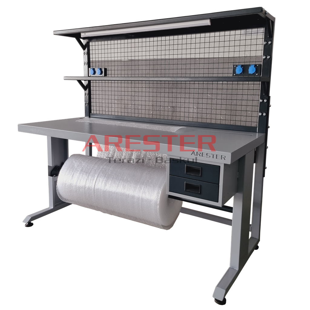 FLOW 180 Type D – Arka Panolu, Raflı Paketleme Masası