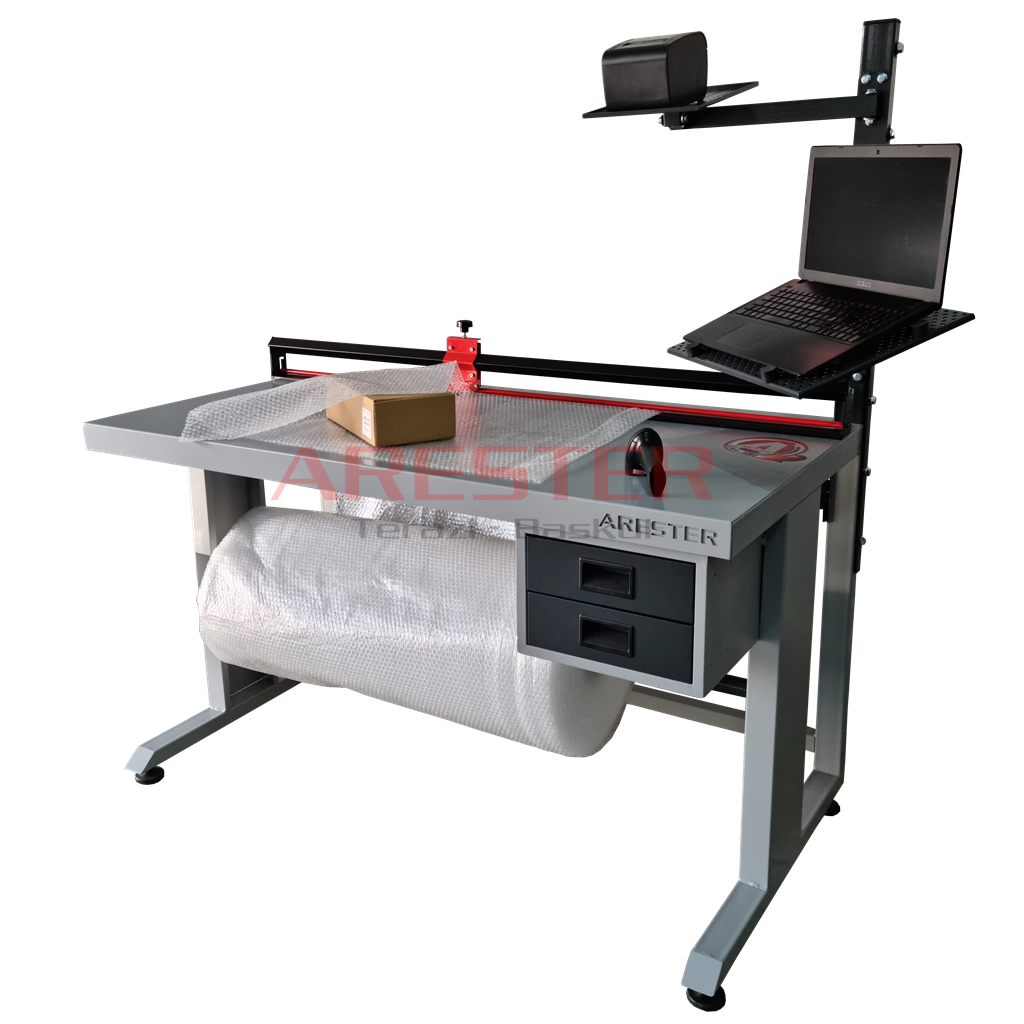 FLOW 150 Type B – Bilgisayar ve Yazıcı Kollu Kesicilli Paketleme Masası