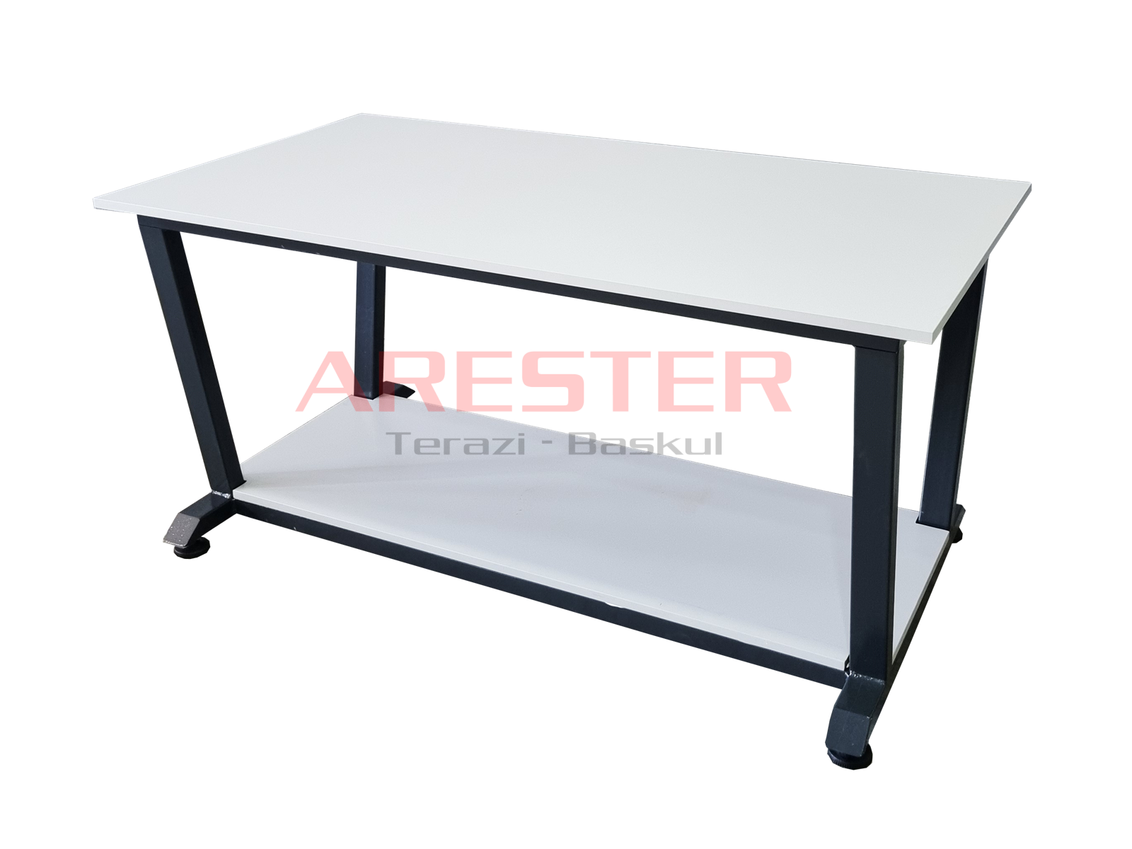 WB - Endüstriyel Çalışma Masası 80x150 cm – Alt Raflı Çelik Şase