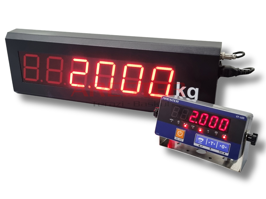 GT-LED Tartım İndikatörü ve Duvar Tipi 75mm Ek Göstergeli Tartım İndikatörü