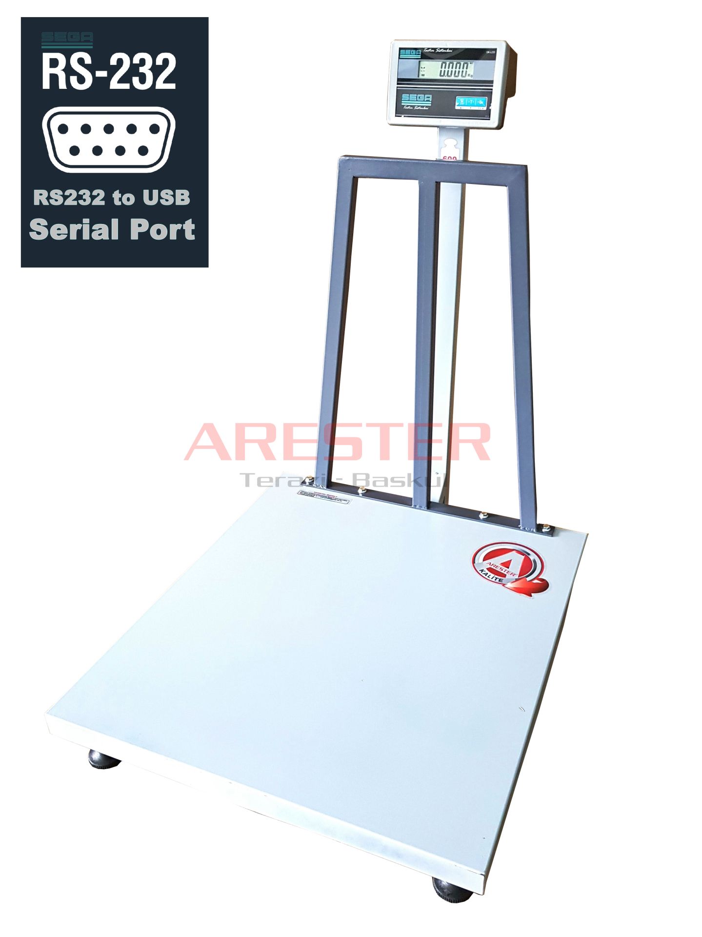 GK Seri LCD 70x80 cm 600 Kg - 100 Gr Elektronik Baskül RS232 - Serial Port Terazi Bilgisayar Bağlantısı