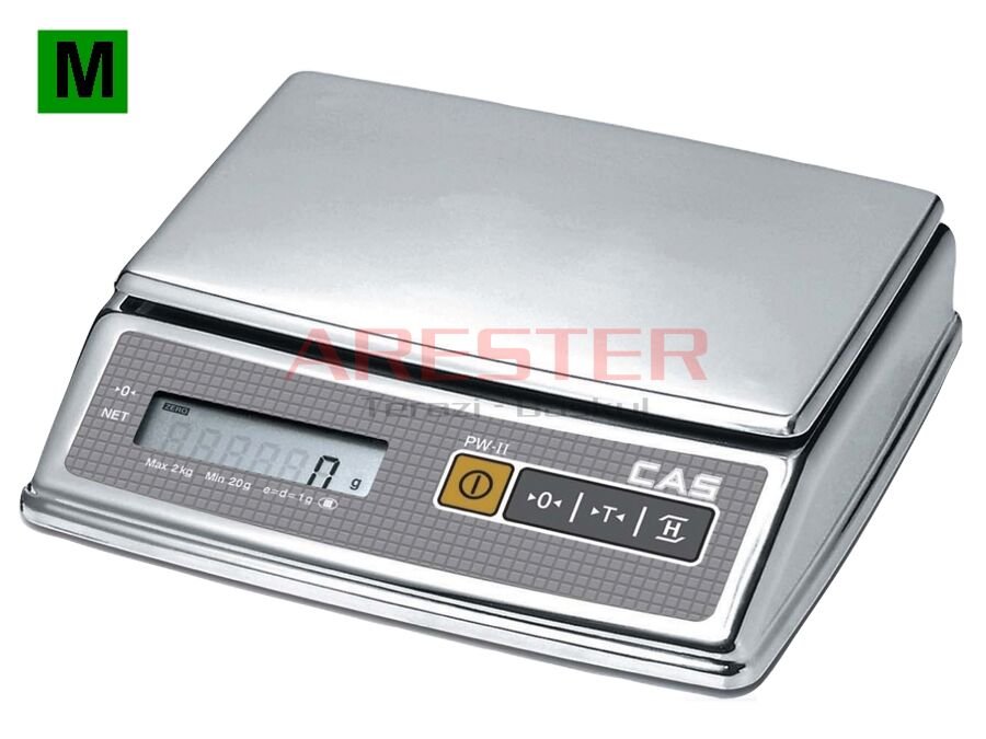 CAS PW II Paslanmaz ve Su Korumalı Terazi – 5 Kg / 2g | Ticari Onaylı